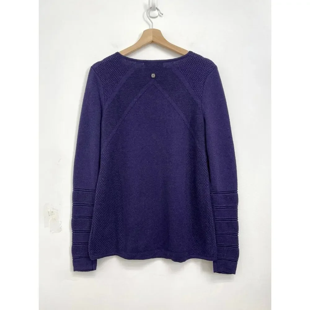 Krimson Klover Wool Blend Textured Knit Ski Outdoors Hiking Sweater HOLE Medium